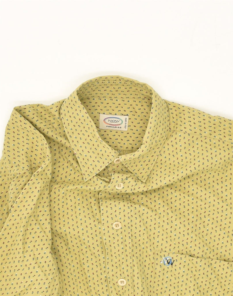 PANCALDI & B Mens Shirt Medium Yellow Floral Cotton | Vintage Pancaldi & B | Thrift | Second-Hand Pancaldi & B | Used Clothing | Messina Hembry 