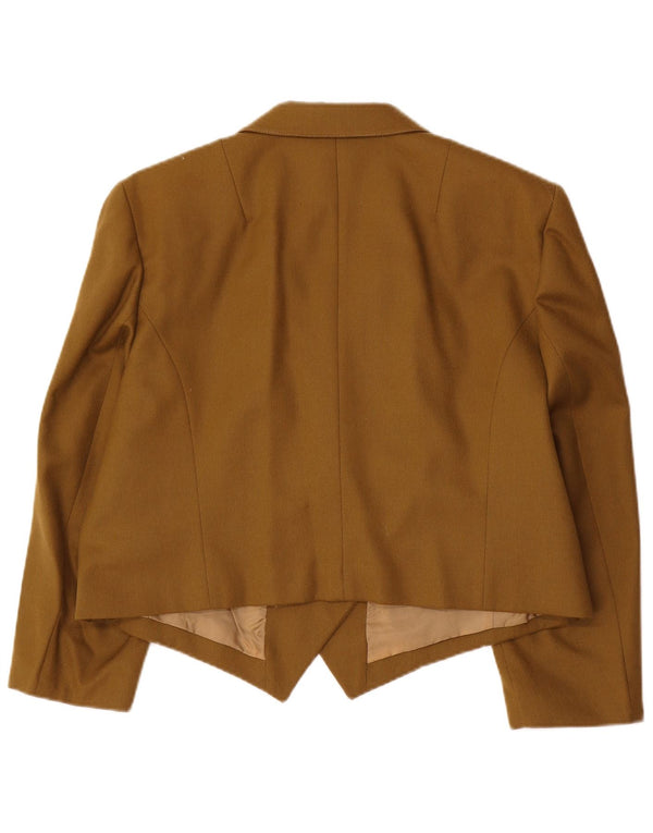 Vintage Womens 3/4 Sleeve Double Breasted Bolero Jacket IT 46 Large Khaki