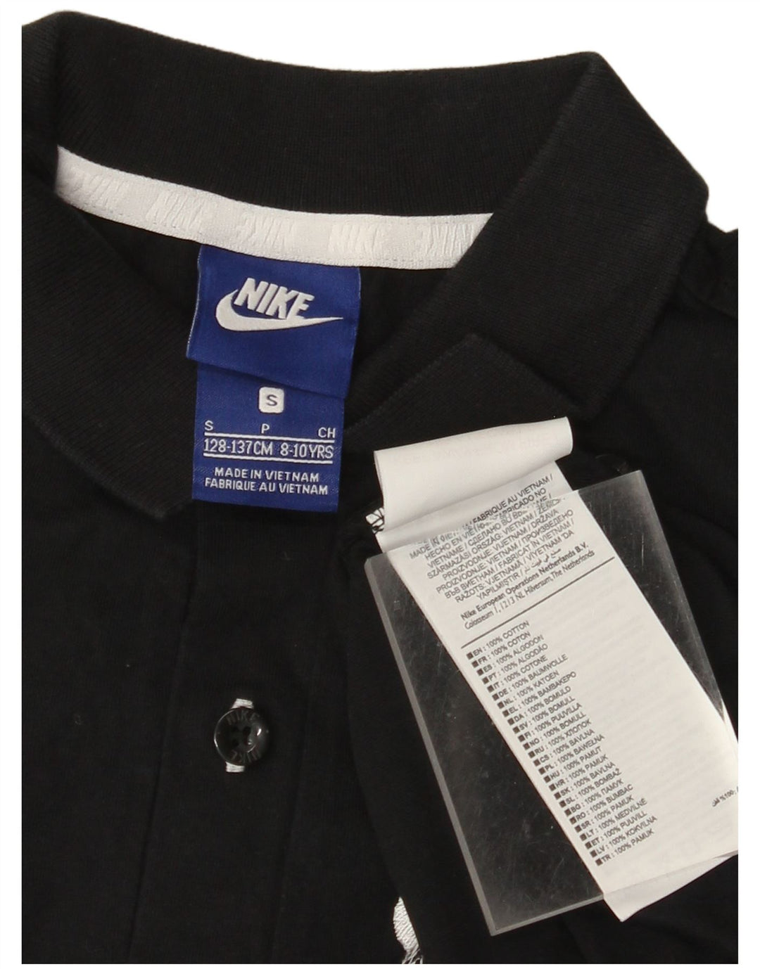 NIKE Boys Polo Shirt 8-9 Years Small Black Cotton
