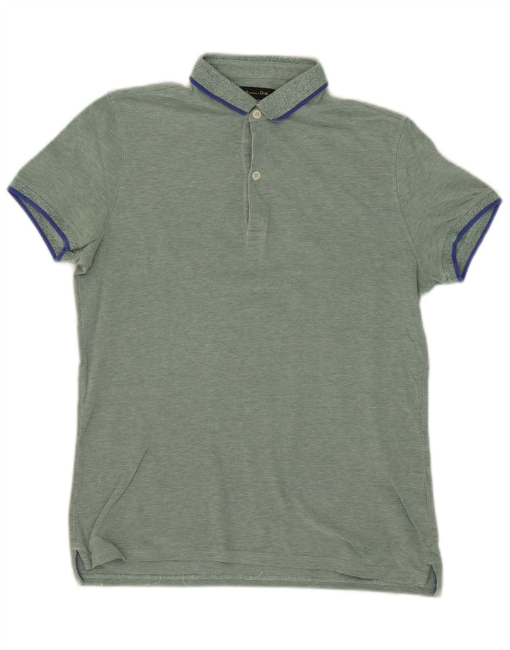MASSIMO DUTTI Mens Polo Shirt Medium Green Flecked