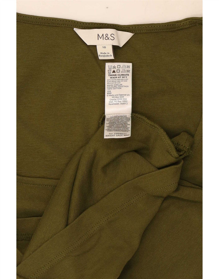 Marks & Spencer Womens T-Shirt Top UK 10 Small Khaki Cotton