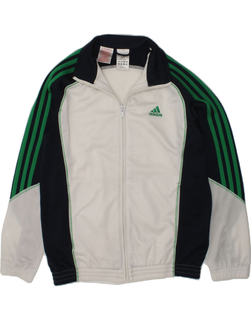 ADIDAS Boys Tracksuit Top Jacket 11-12 Years White Colourblock Polyester | Vintage Adidas | Thrift | Second-Hand Adidas | Used Clothing | Messina Hembry 