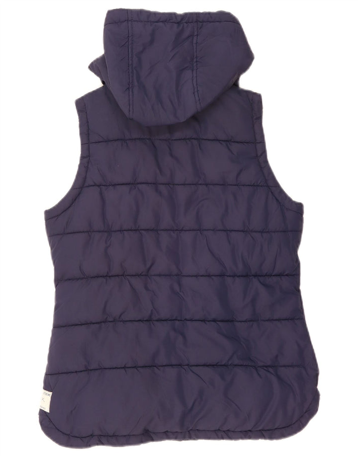 Joules Womens Hooded Padded Gilet UK 10 Small Navy Blue Polyester