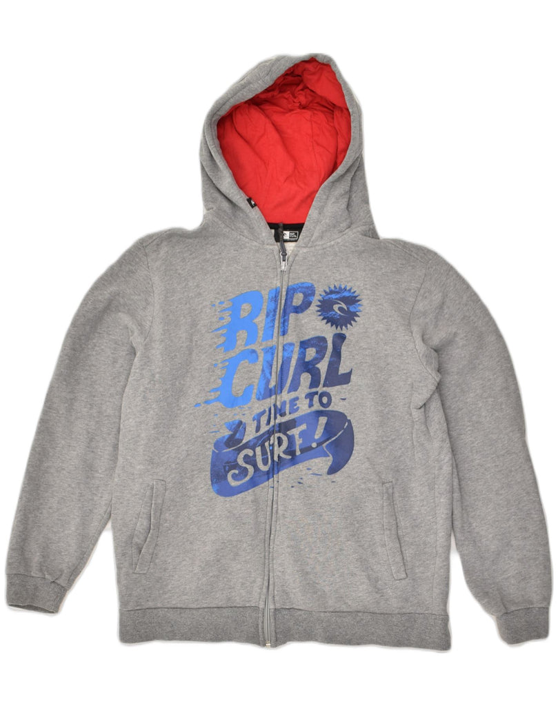 RIP CURL Boys Graphic Zip Hoodie Sweater 15-16 Years Grey Cotton | Vintage Rip Curl | Thrift | Second-Hand Rip Curl | Used Clothing | Messina Hembry 