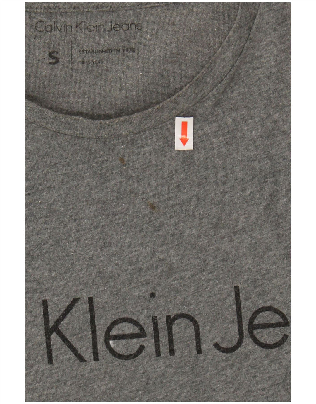 CALVIN KLEIN JEANS Mens Graphic Top Long Sleeve Small Grey Cotton