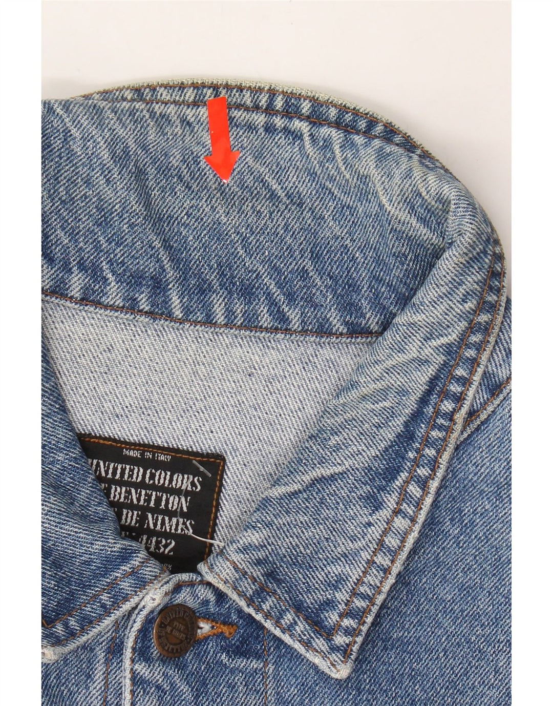 BENETTON Mens Denim Jacket IT 50 Large Blue Cotton Vintage Benetton and Second-Hand Benetton from Messina Hembry 
