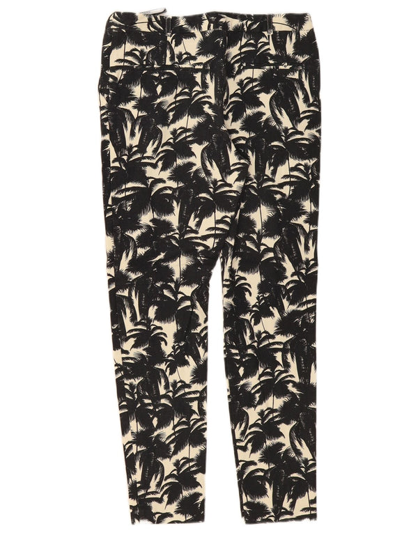 Topshop Womens Graphic Slim Cropped Trousers UK 10 Small W28 L26 Black