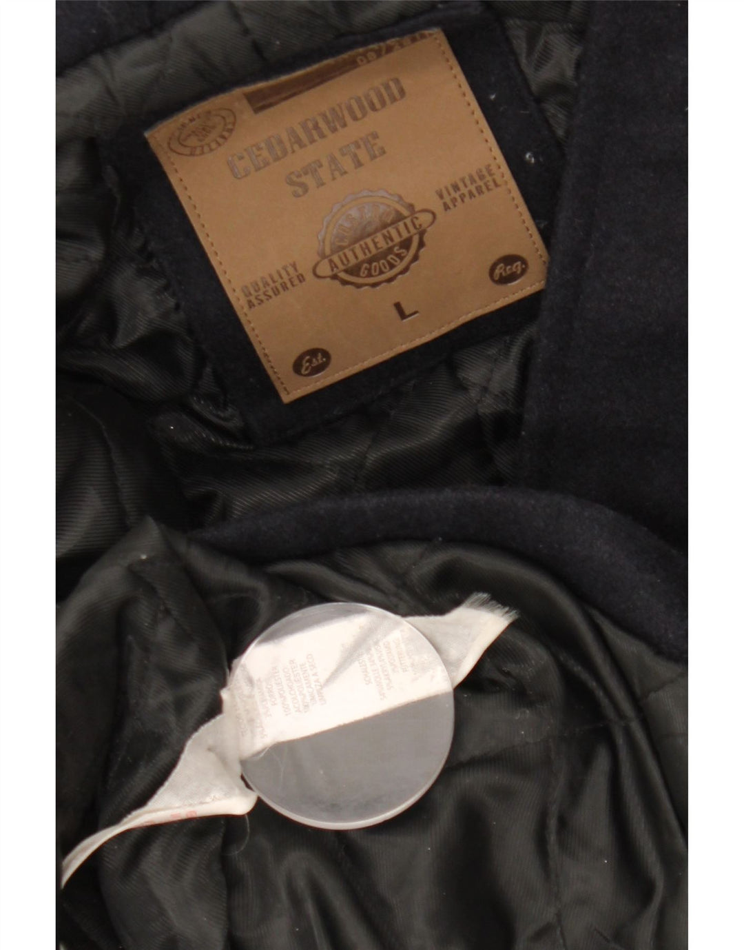 CEDARWOOD STATE Mens Hooded Duffle Coat UK 40 Large Navy Blue Polyester