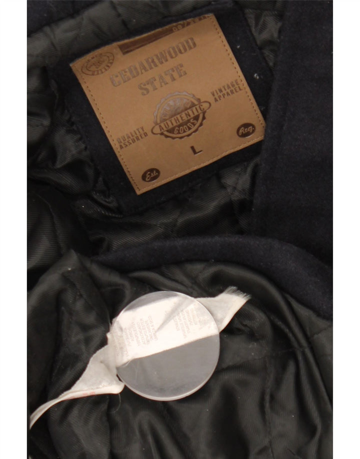 CEDARWOOD STATE Mens Hooded Duffle Coat UK 40 Large Navy Blue Polyester