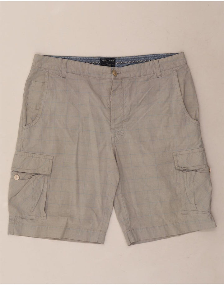 Woolrich Mens Cargo Shorts W34 Large Grey Check