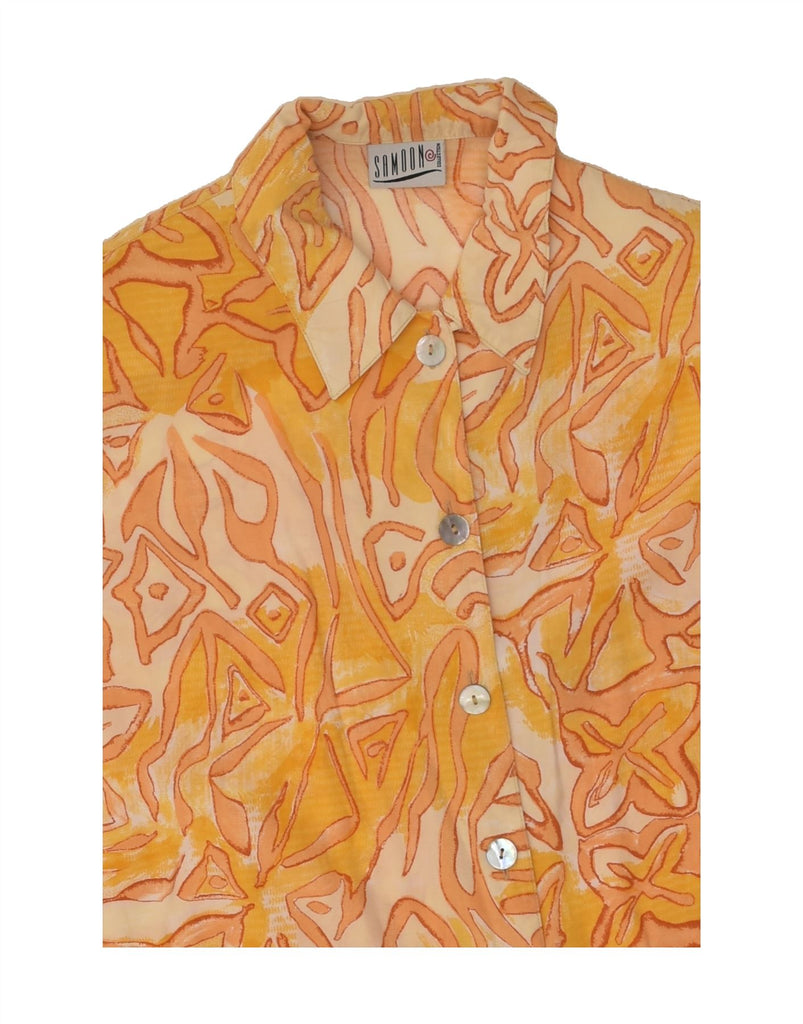 SAMOON Womens Abstract Pattern Short Sleeve Shirt UK 16 Large  Yellow | Vintage SAMOON | Thrift | Second-Hand SAMOON | Used Clothing | Messina Hembry 