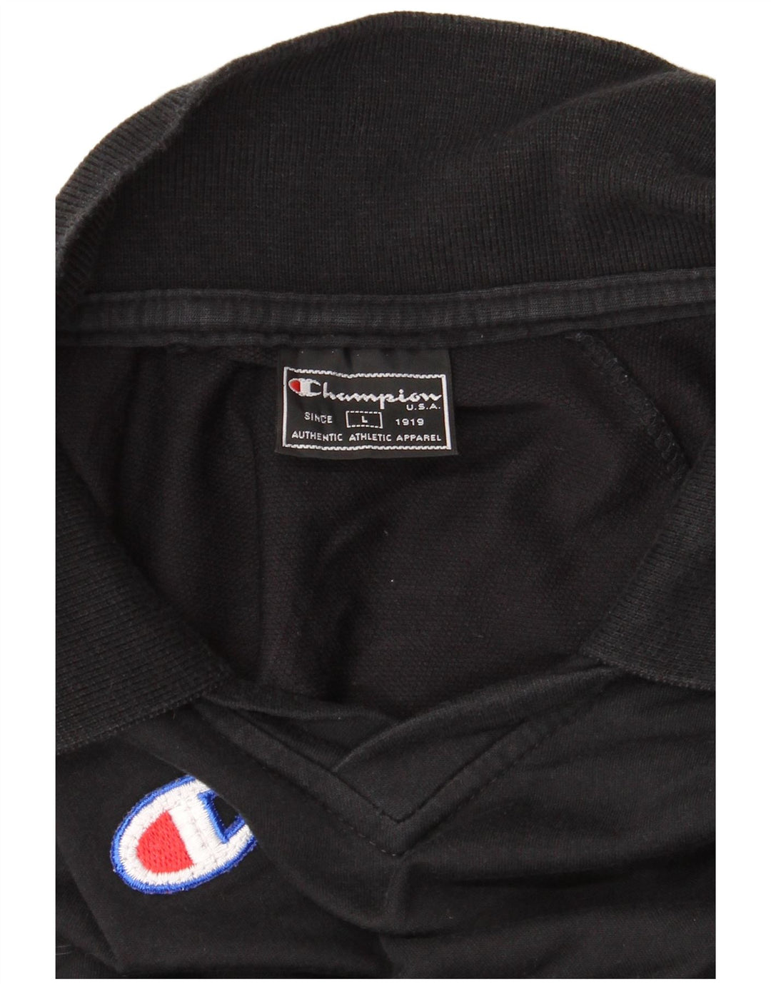 CHAMPION Mens Polo Shirt Large Black