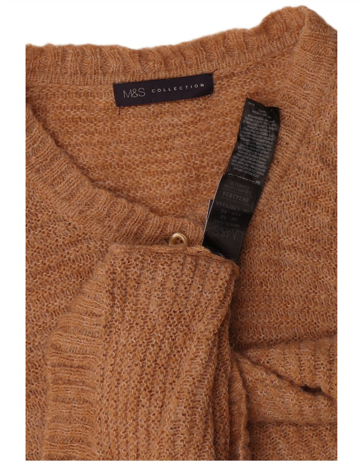 Marks & Spencer Womens Cardigan Sweater UK 18 XL Beige Striped Polyamide