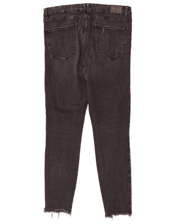 Zara Womens Trafaluc Distressed Skinny Jeans EU 44 XL W34 L28 Black Cotton