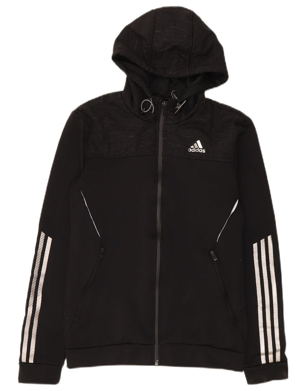 Adidas Mens Zip Hoodie Sweater Small Black Polyester
