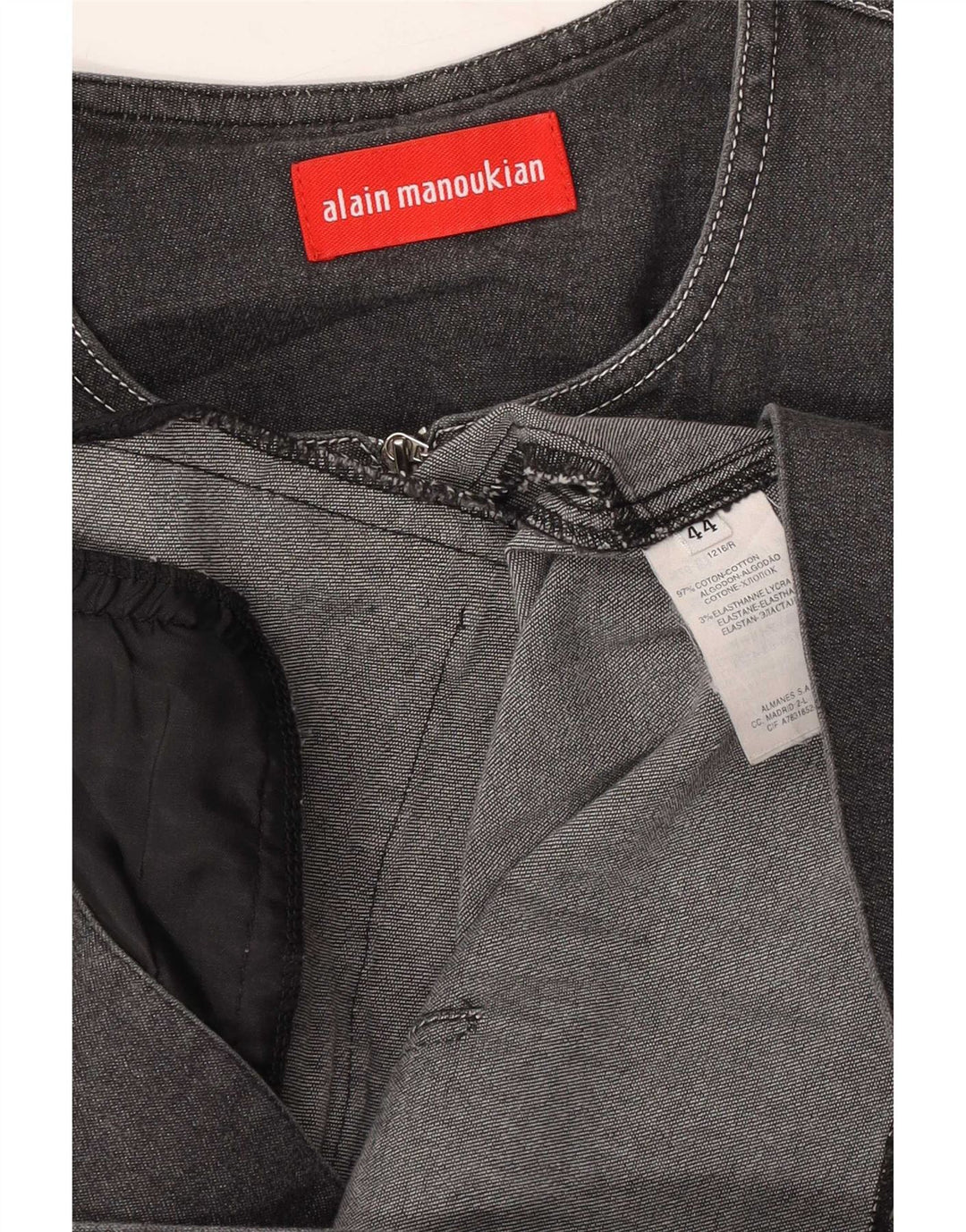 Alain Manoukian Womens Denim Blazer Jacket IT 44 Medium Grey Cotton