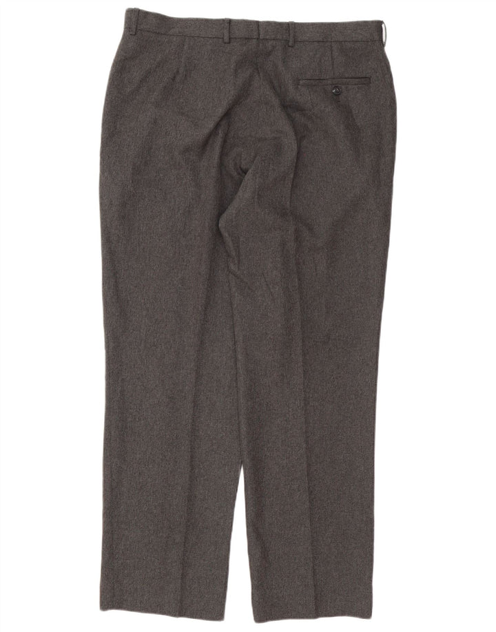 Marks & Spencer Mens Straight Suit Trousers W36 L31 Grey Polyester