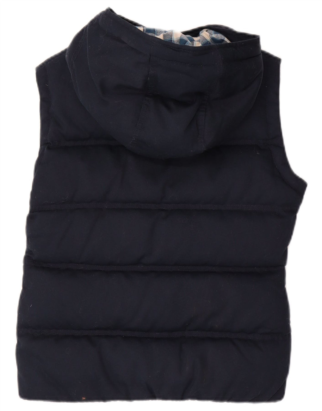JACK WILLS Womens Hooded Padded Gilet UK 8 Small Navy Blue Polyester