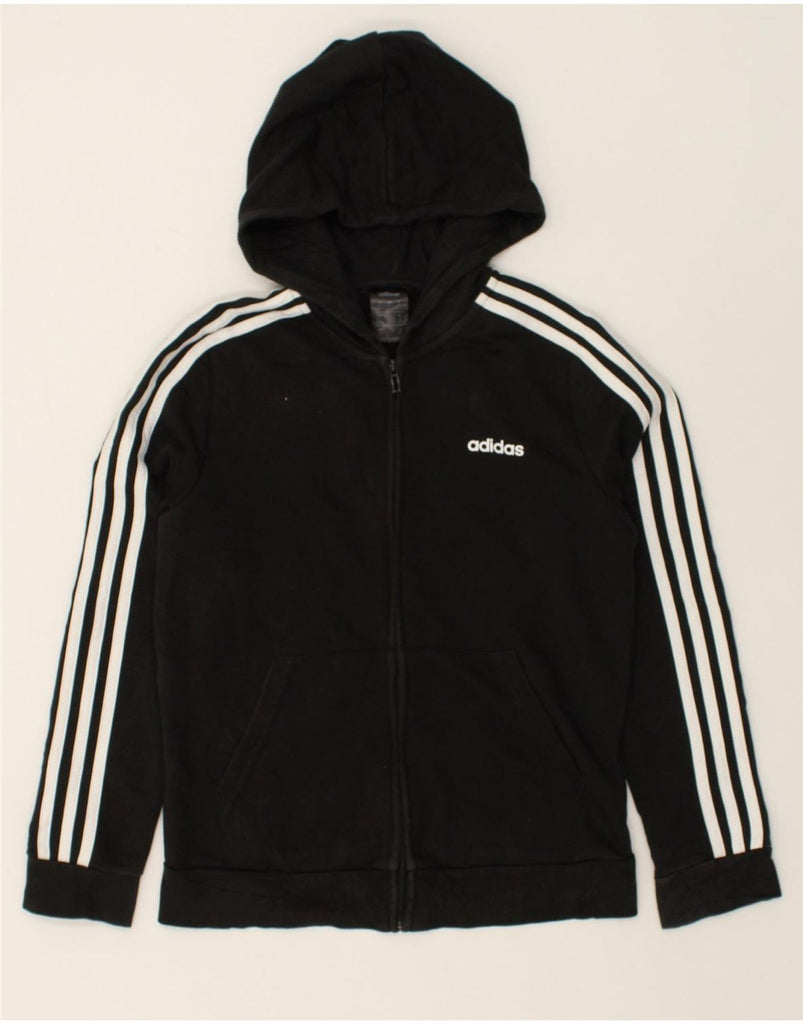 ADIDAS Womens Zip Hoodie Sweater UK 12/14 Medium  Black Cotton | Vintage Adidas | Thrift | Second-Hand Adidas | Used Clothing | Messina Hembry 