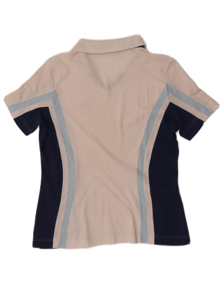 Sergio Tacchini Womens Polo Shirt UK 12 Medium White Colourblock Cotton