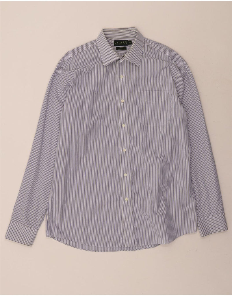 RALPH LAUREN Mens Fitted Shirt Size 17 43 XL Blue Pinstripe Cotton Vintage Ralph Lauren and Second-Hand Ralph Lauren from Messina Hembry 