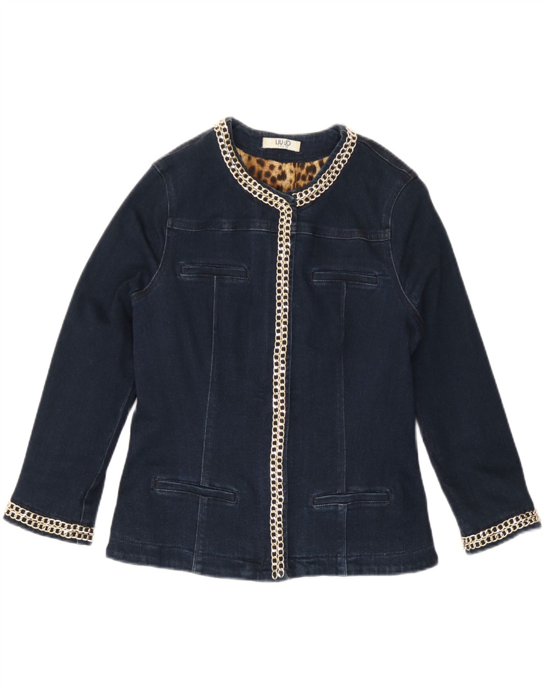 Liu Jo Womens 3/4 Sleeve Denim Jacket UK 10 Small Navy Blue