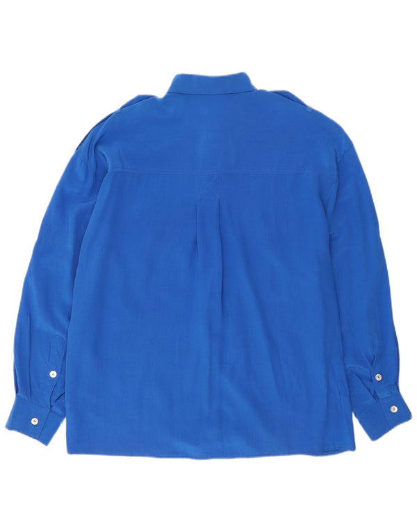 Nadine H Womens Military Shirt UK 16 Large Blue Silk