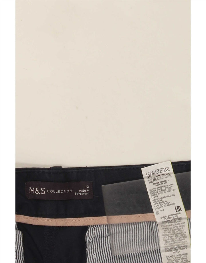 Marks & Spencer Womens Chino Shorts UK 12 Medium W32 Navy Blue Cotton