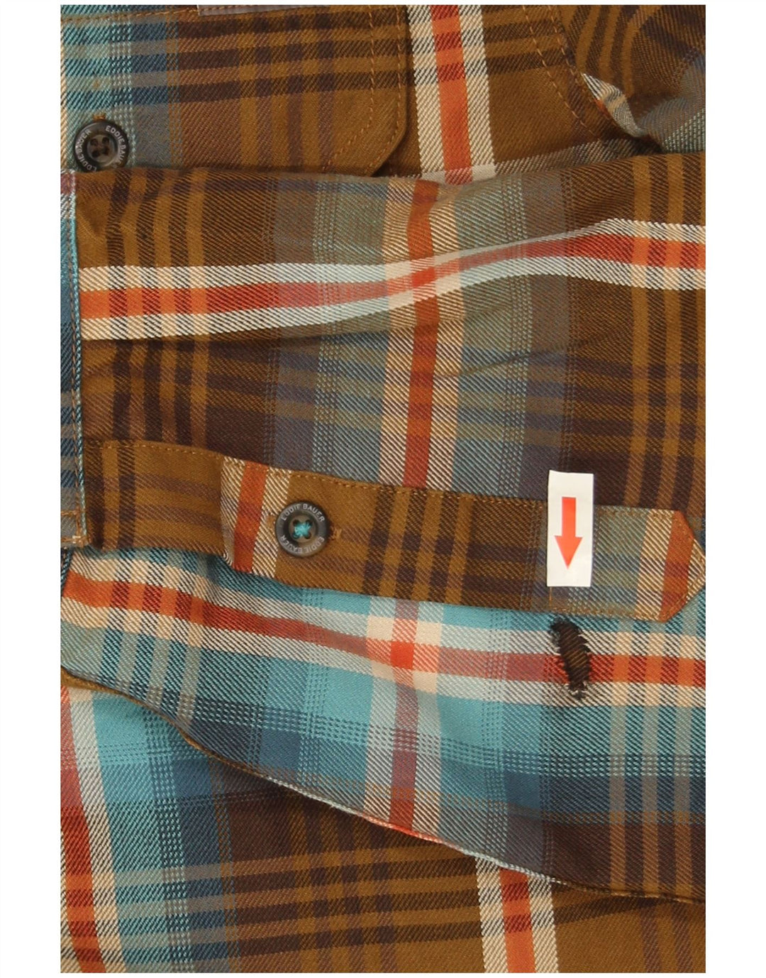Eddie Bauer Mens Tall Classic Fit Flannel Shirt Large Brown Check Polyester