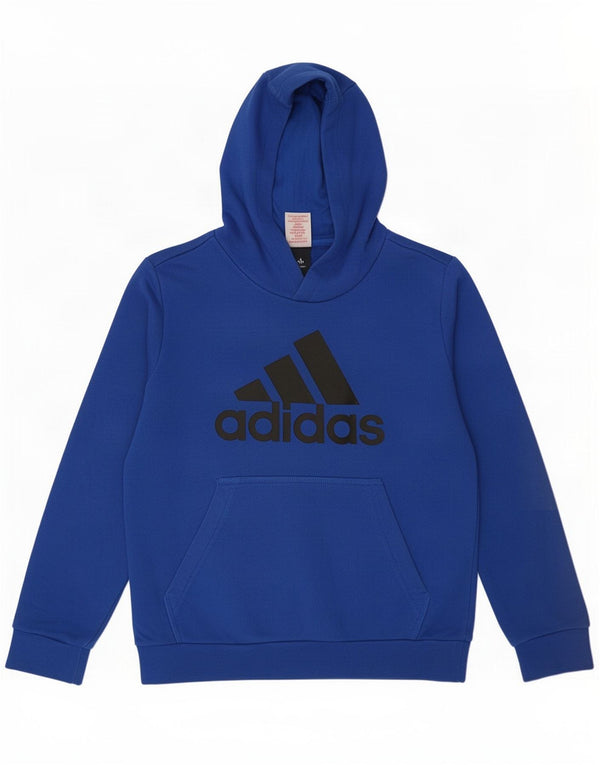 Adidas Boys Graphic Hoodie Jumper 9-10 Years Blue