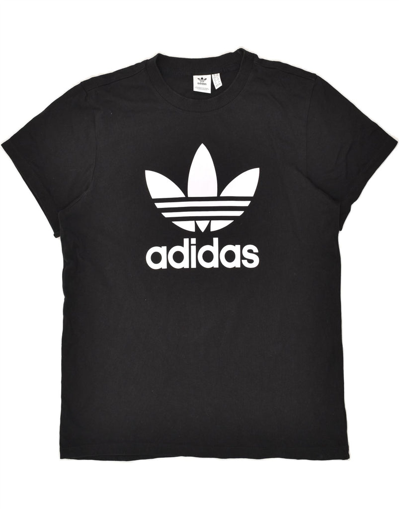 ADIDAS Womens Graphic T-Shirt Top UK 16 Large Black Cotton | Vintage Adidas | Thrift | Second-Hand Adidas | Used Clothing | Messina Hembry 