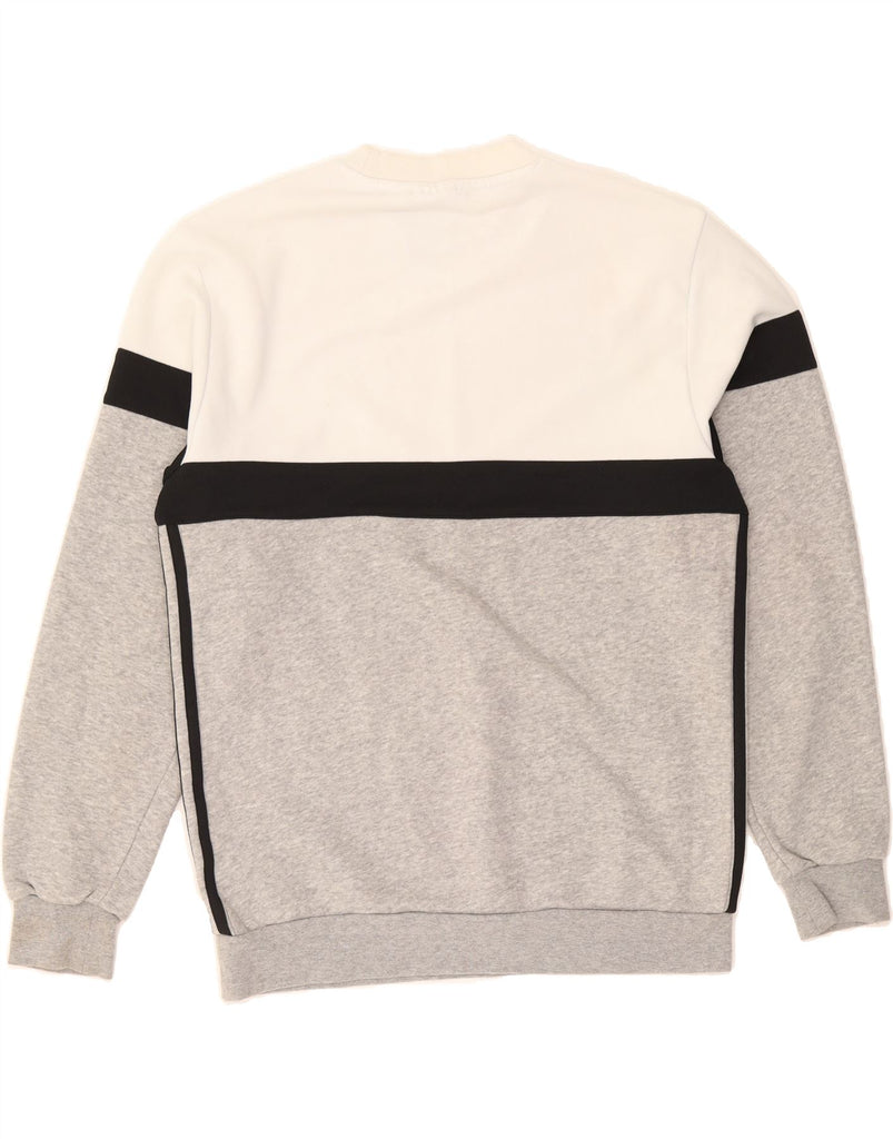 ADIDAS Mens Graphic Sweatshirt Jumper Small Grey Colourblock Cotton Vintage Adidas and Second-Hand Adidas from Messina Hembry 