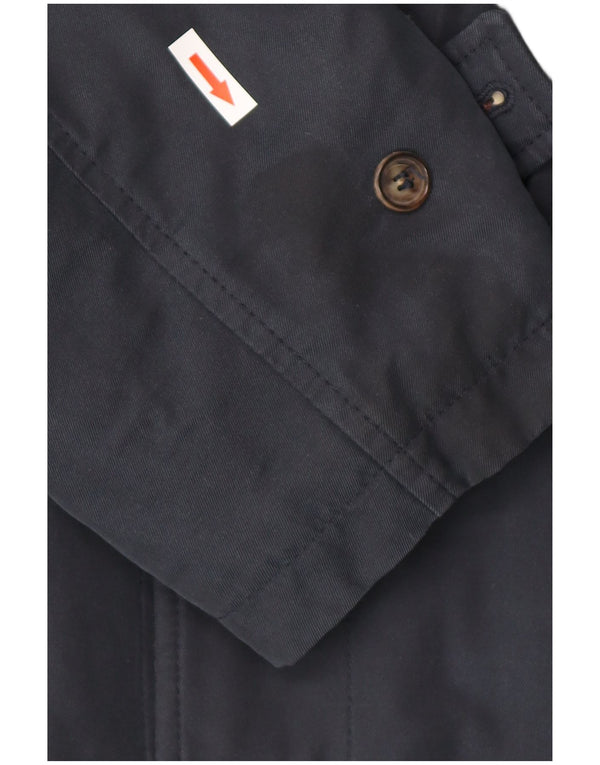 Enrico Mandelli Mens Hooded Windbreaker Coat IT 50 Large Navy Blue