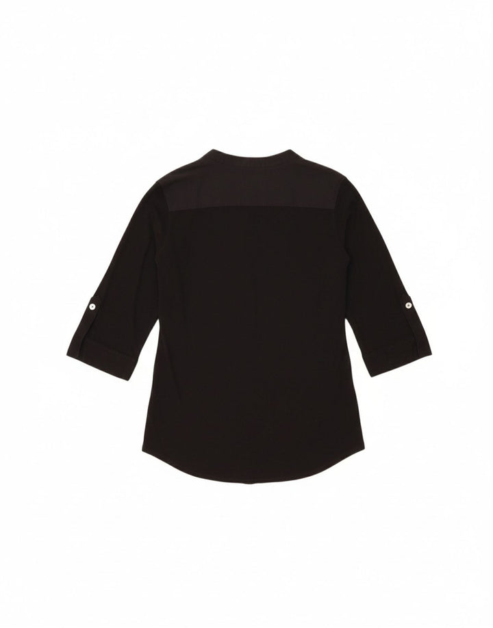 CALVIN KLEIN Womens 3/4 Sleeve Pullover Shirt UK 10 Small Black Rayon