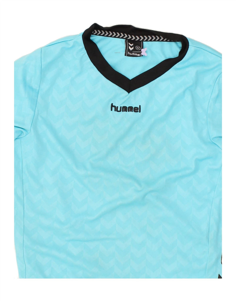 HUMMEL Boys Graphic Top Long Sleeve 11-12 Years Blue Colourblock Polyester | Vintage Hummel | Thrift | Second-Hand Hummel | Used Clothing | Messina Hembry 