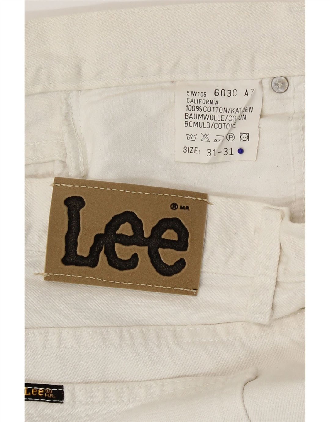 Lee Mens California Straight Jeans W31 L31 White Cotton