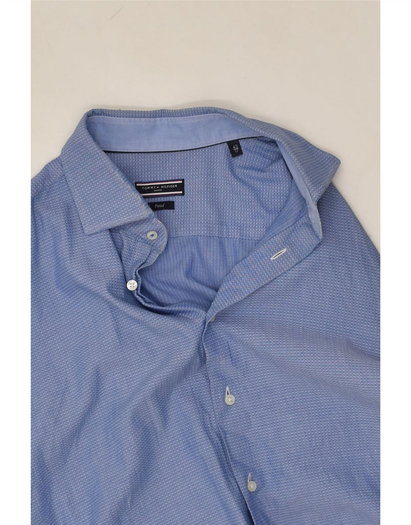 TOMMY HILFIGER Mens Fitted Shirt Size 43 17 XL Blue Pinstripe Cotton | Vintage Tommy Hilfiger | Thrift | Second-Hand Tommy Hilfiger | Used Clothing | Messina Hembry 