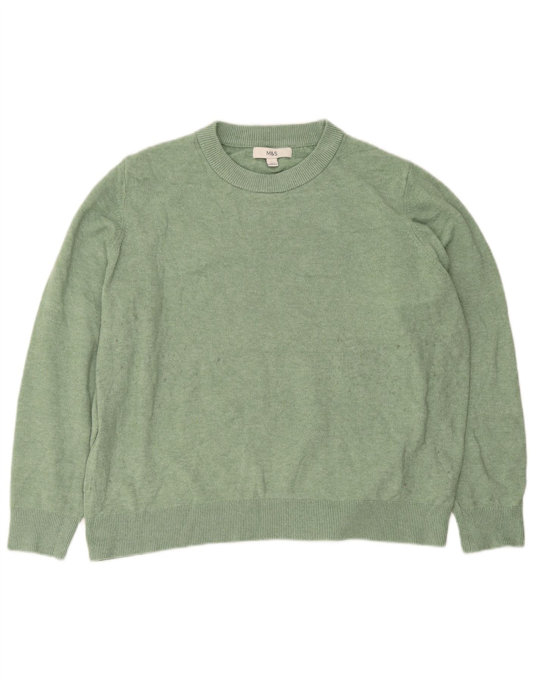 Marks & Spencer Womens Oversized Crew Neck Jumper Sweater UK 16 Large Green