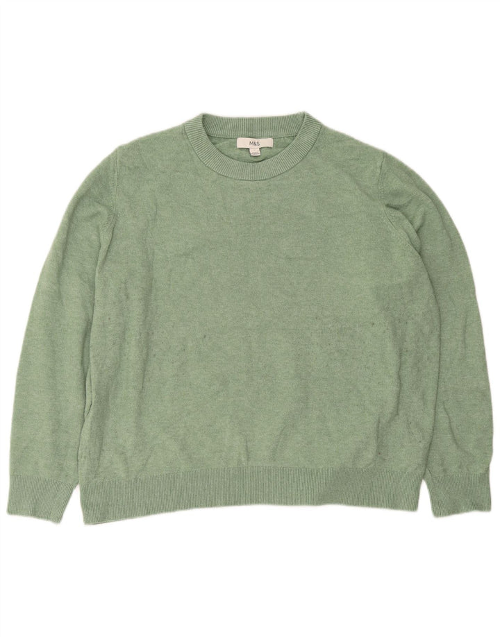 Marks & Spencer Womens Oversized Crew Neck Jumper Sweater UK 16 Large Green