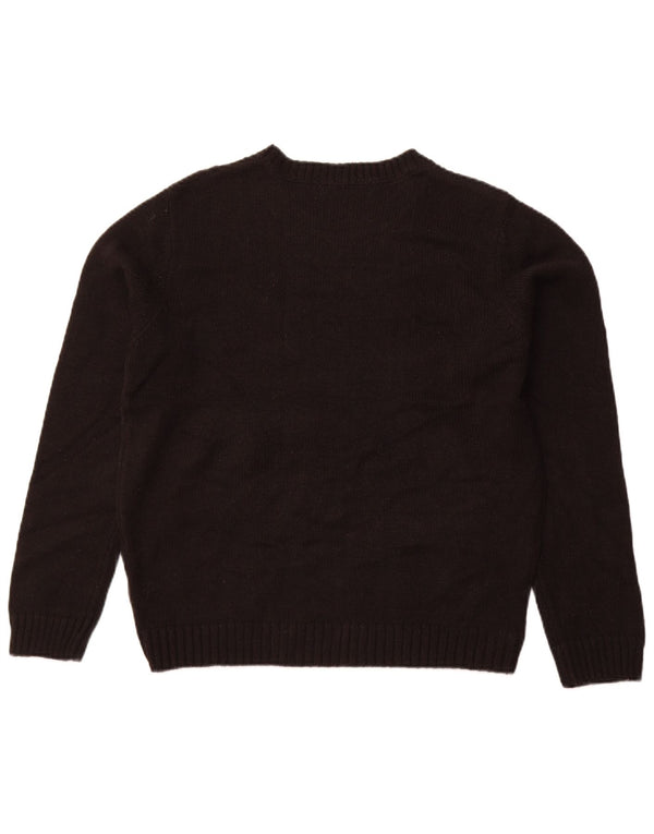 Zara Womens Crew Neck Jumper Sweater UK 14 Large Black Acrylic