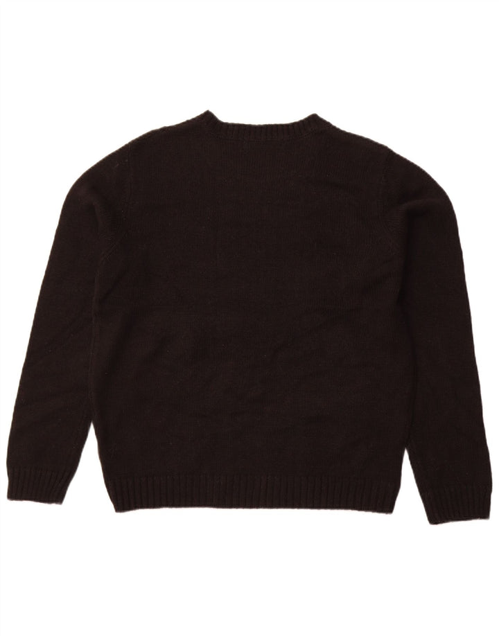 Zara Womens Crew Neck Jumper Sweater UK 14 Large Black Acrylic