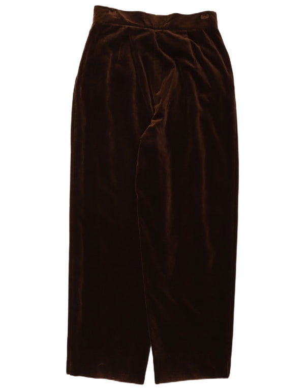 Vintage Womens Velvet High Waist Casual Trousers IT 46 Large W30 L30 Brown