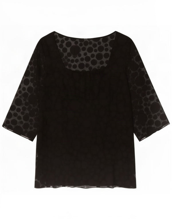 Marks & Spencer Womens 3/4 Sleeve Tunic Top UK 20 2XL Black Polka Dot