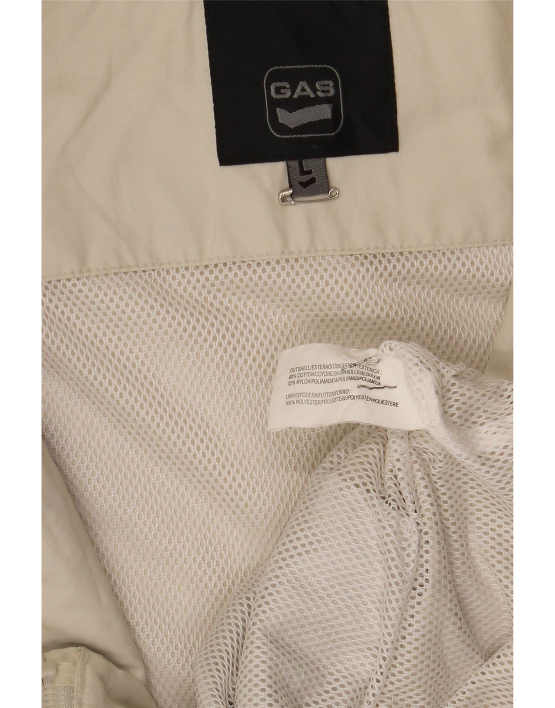 Gas Mens Hooded Bomber Jacket UK 40 Large White Cotton