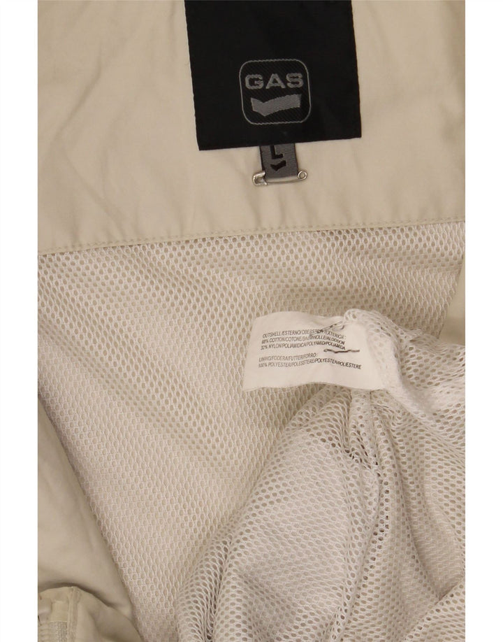 Gas Mens Hooded Bomber Jacket UK 40 Large White Cotton