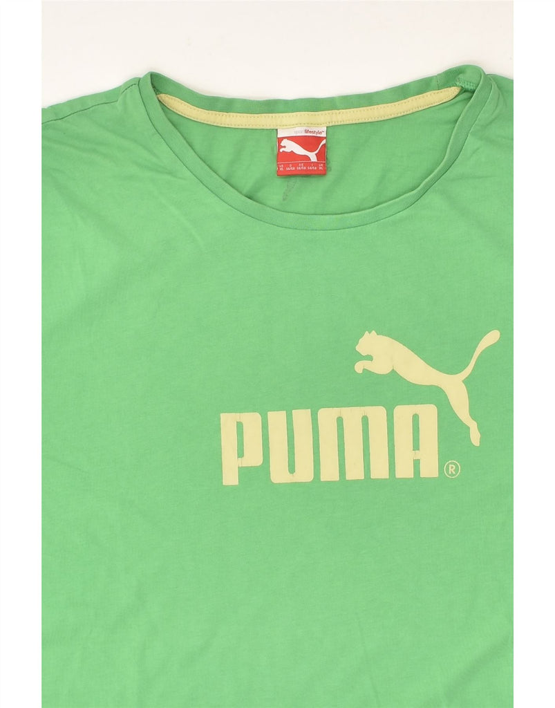 PUMA Mens Graphic T-Shirt Top XL Green Cotton | Vintage Puma | Thrift | Second-Hand Puma | Used Clothing | Messina Hembry 