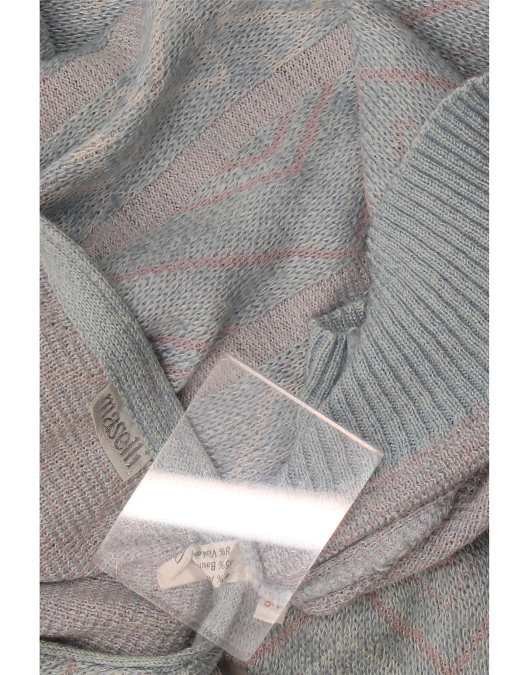 Maselli Womens Boat Neck Jumper Sweater IT 54 3XL Blue Argyle/Diamond