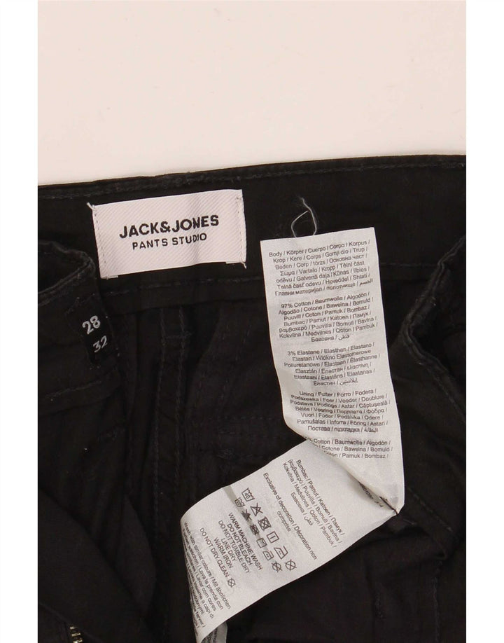 Jack & Jones Mens Slim Cargo Trousers W28 L32 Black Cotton
