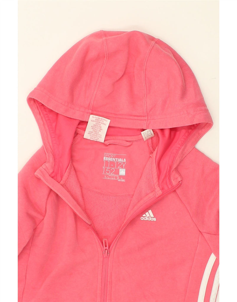 ADIDAS Girls Zip Hoodie Sweater 11-12 Years Pink Cotton | Vintage Adidas | Thrift | Second-Hand Adidas | Used Clothing | Messina Hembry 