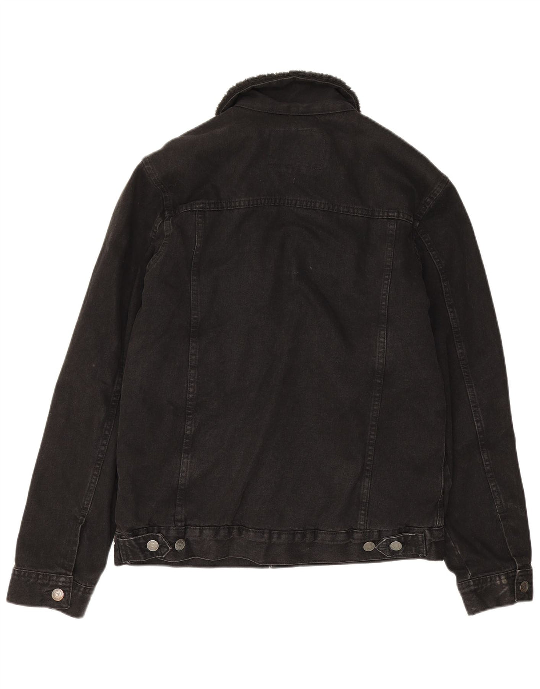 Zara Mens Sherpa Denim Jacket UK 38 Medium Black Polyester